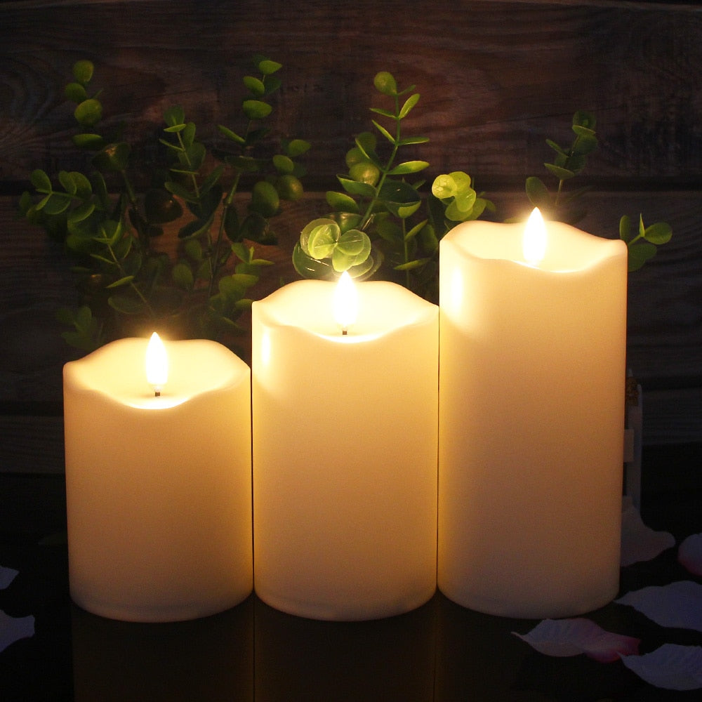 3 Piece LED Flameless Candles with Remote Control and timed True Wax
