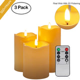 3 Piece LED Flameless Candles with Remote Control and timed True Wax