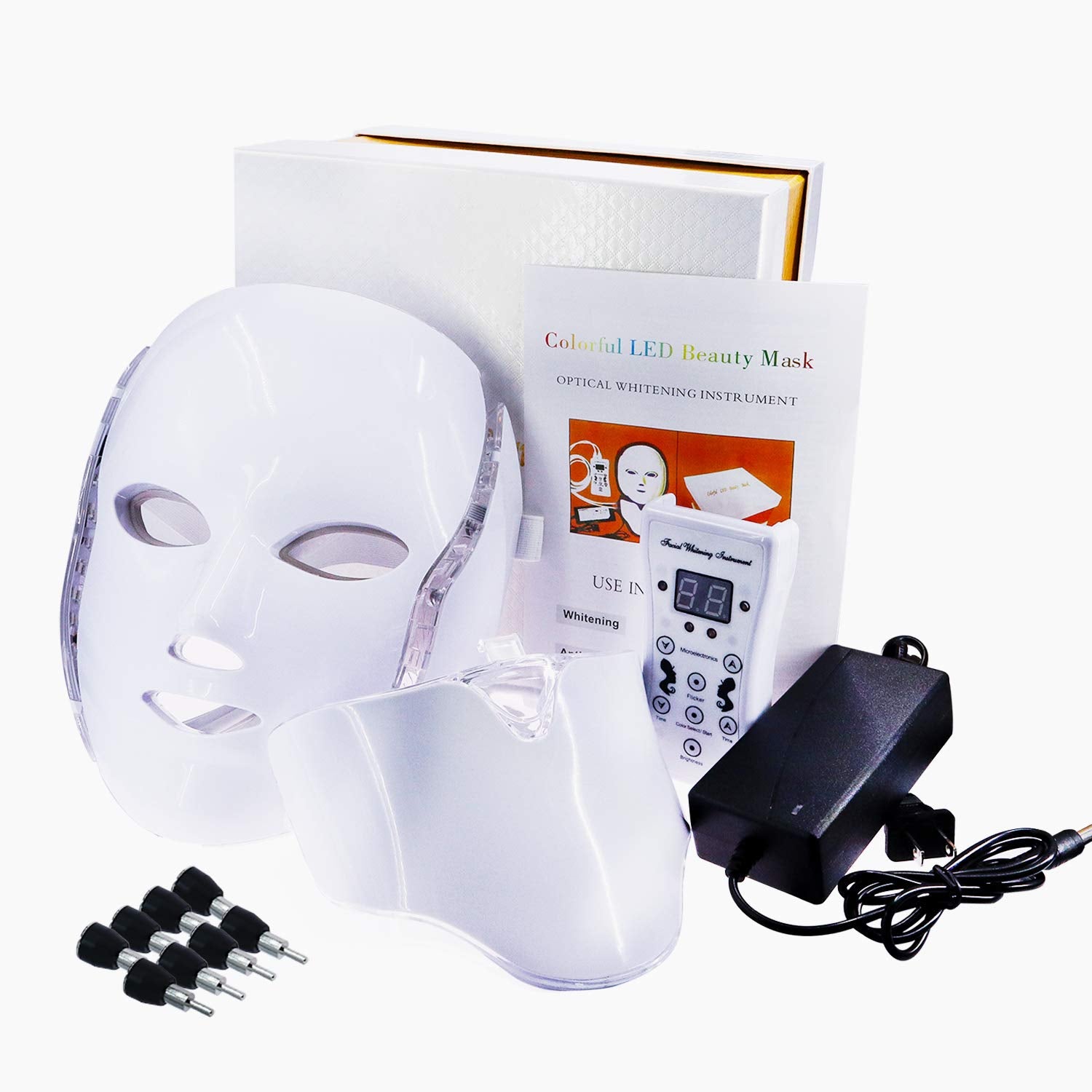 Led Face Mask Light Therapy, 7 Led Anti-Aging Light Therapy Facial Skin Care Mask