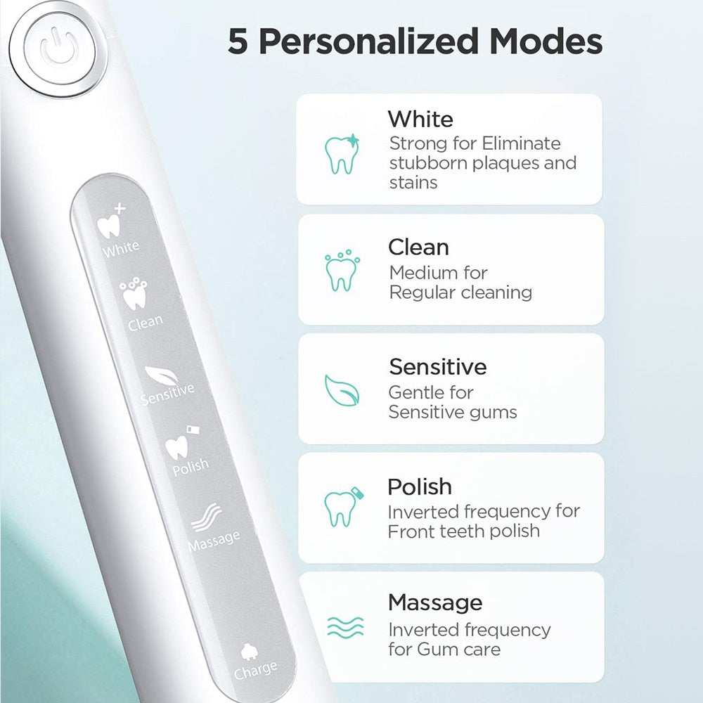 Electric Toothbrush with 8 Brush Heads for Adults and Kids