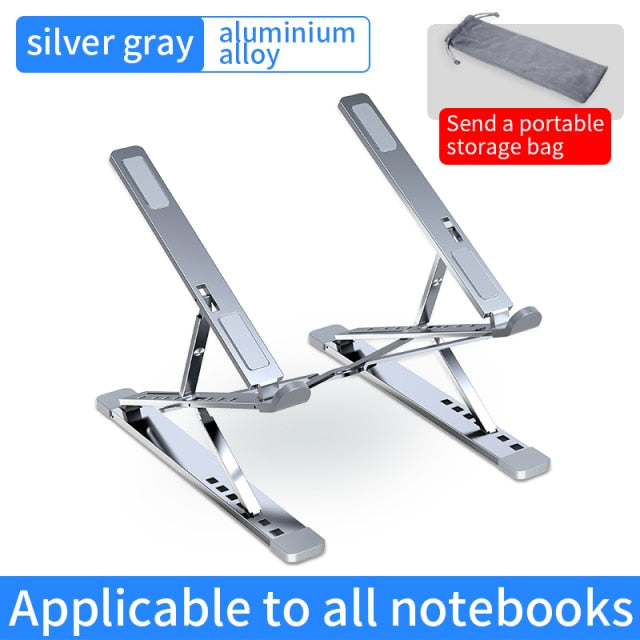 Laptop Stand for Desk, Foldable Portable Aluminum Stand for Laptop, Anti-Scratch Protection, Compatible with MacBook Air Pro, HP, Lenovo, Dell, silver grey