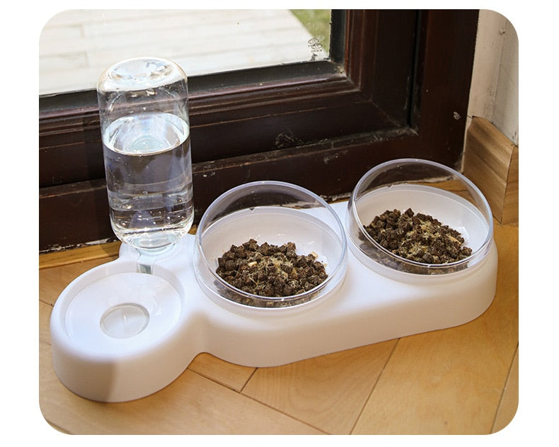 Food  and Water Bowl With Automatic Drinking Fountain for Small or Medium Size Dogs Cats