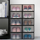 Shoe Organizer Shoe Storage | Stylish Clear Plastic Stackable Shoe Boxes Organizer EvoFine 31X21X12.5cm black 6 