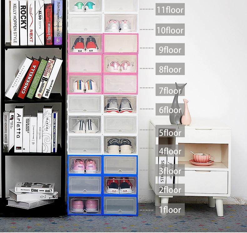 Shoe Organizer Shoe Storage | Stylish Clear Plastic Stackable Shoe Boxes Organizer EvoFine 