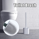 Silicone Flex Toilet Brush with Holder, Soft Silicone Bristle Sturdy Deep Cleaner Bathroom Toilet Brush and Quick Drying Holder Set Toilet Brush EvoFine 