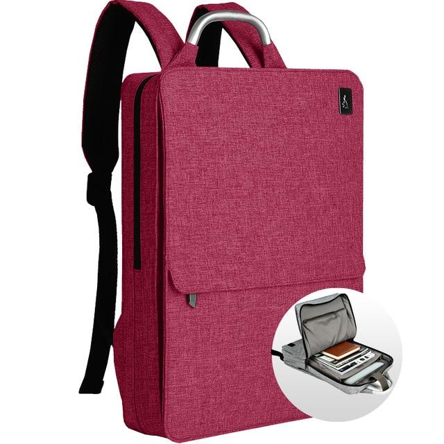 Slim Minimalism Laptop Travel Backpack - Waterproof Fashion Style Bags EvoFine Red 