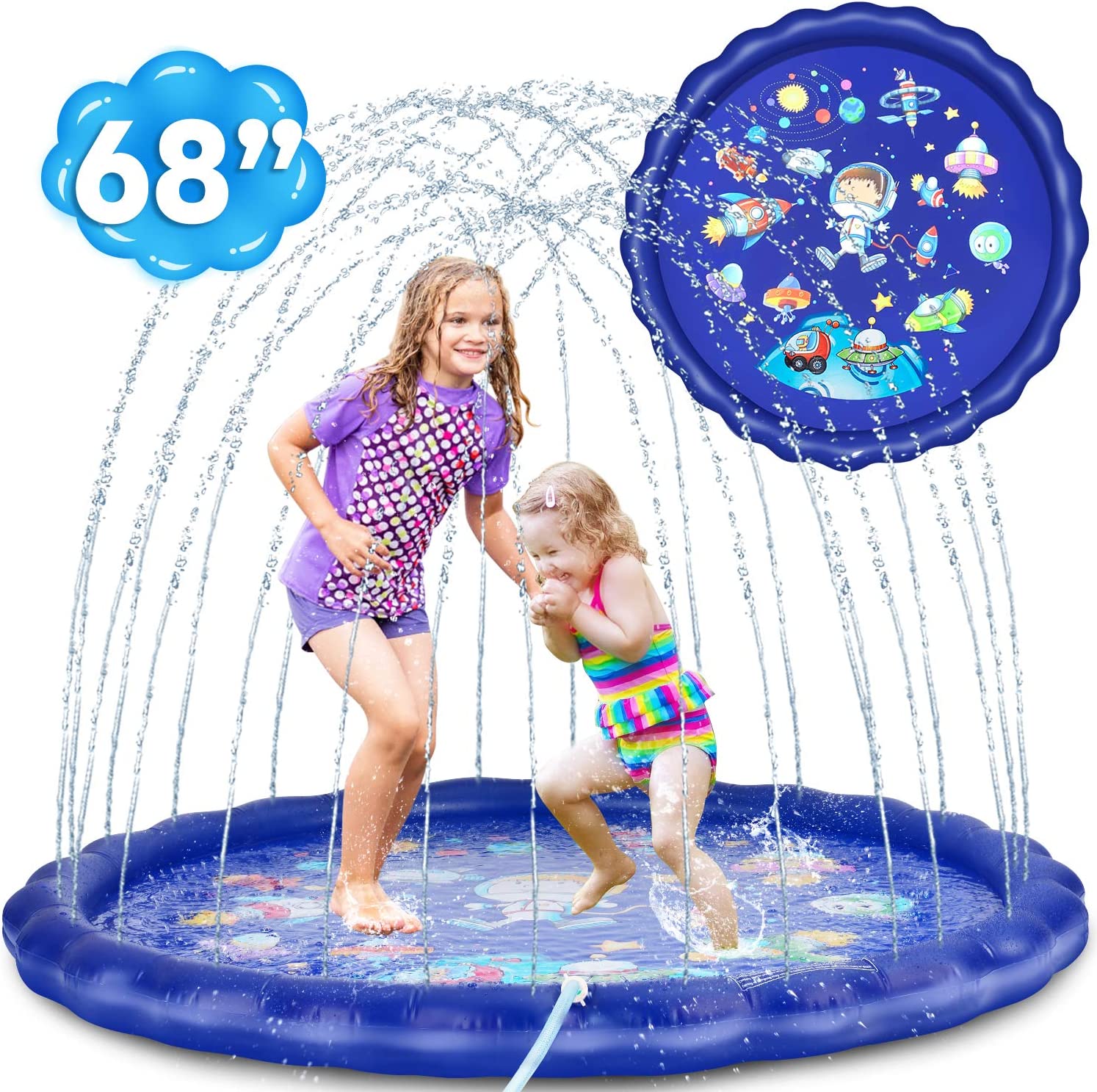 Splash Pad Sprinkler for Kids Toddlers 68" Splash Water Pad