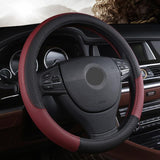 Universal Leather Car Steering wheel Cover Evofine Wine Red 