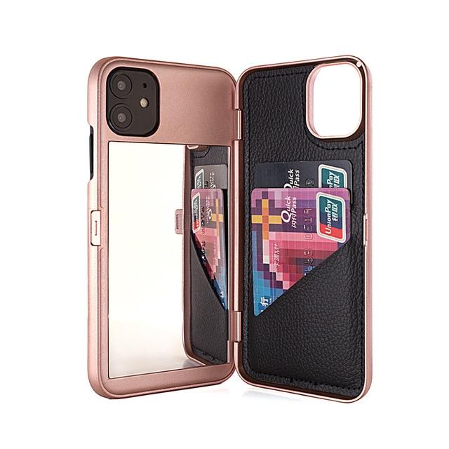 Wallet Make Up Mirror, Blocking Large Capacity Luxury Case for iPhone SE2 XS Max XR X 6 6S 7 8 Plus 11 Pro Max phone Case EvoFine for 11 Pro Max Rose Gold 