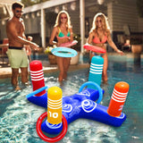 Inflatable Pool Ring Toss Pool Game Toys, Floating Swimming Pool Ring with 4 Pcs Rings