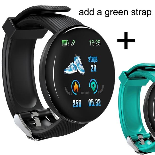 Waterproof Bluetooth Smart Watch For Android Ios Smartwatch EvoFine D18 add green strap China 