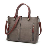 Women Causal Shoulder Leather Handbag All-Purpose Use Evofine Gray 